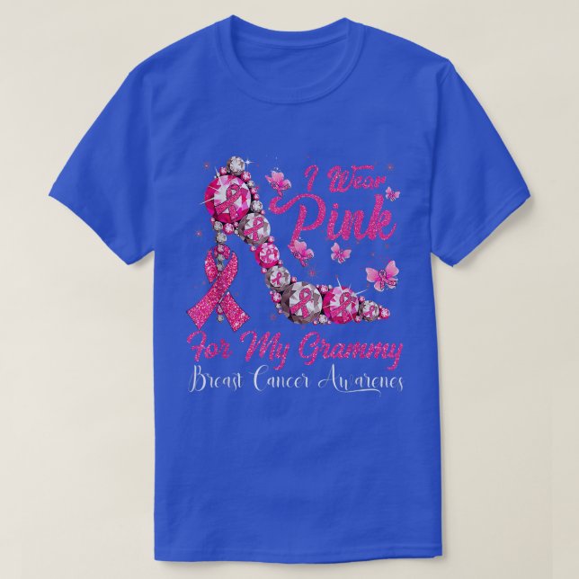 I Wear Pink For My Grammy High Heel Breast Cancer  T-Shirt (Design Front)
