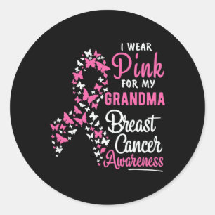 I Wear Pink For My Grandma Breast Cancer Granddaug Classic Round Sticker