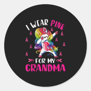 I Wear Pink For My Grandma - Unicorn Classic Round Sticker