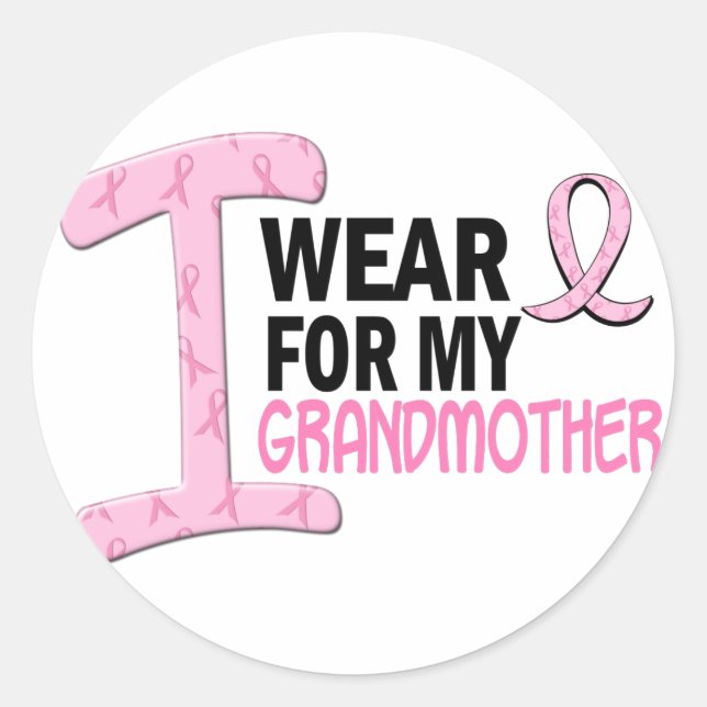 I Wear Pink For My Grandmother 21 BREAST CANCER Classic Round Sticker (Front)