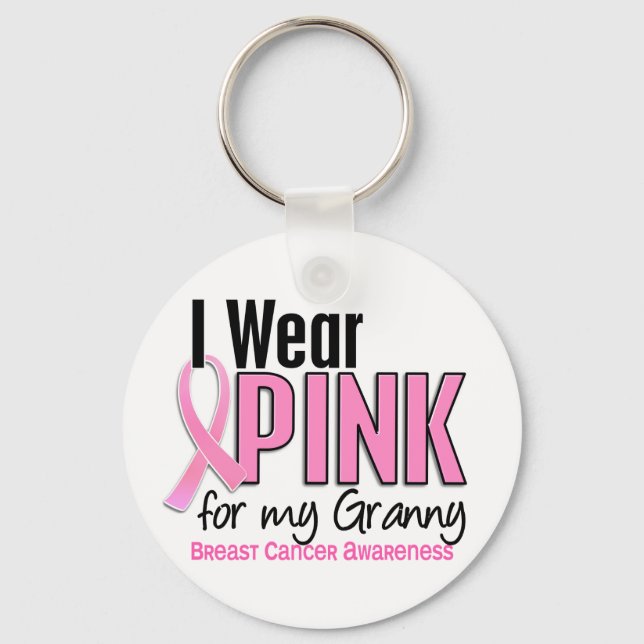 I Wear Pink For My Granny 10 Breast Cancer Key Ring (Front)