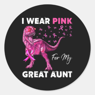 I Wear Pink For My Great Aunt Breast Cancer Awaren Classic Round Sticker