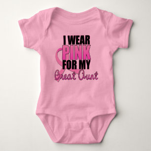 I Wear Pink for My Great Aunt - Breast Cancer Baby Bodysuit