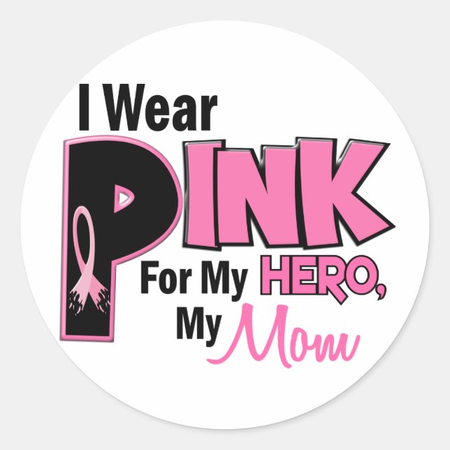 I Wear Pink For My Mum 19 BREAST CANCER Classic Round Sticker (Front)