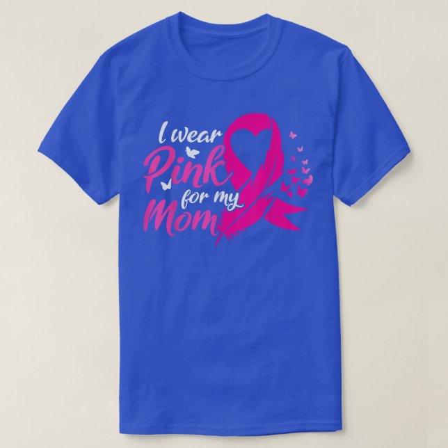 I Wear Pink For My Mum Breast Cancer Awareness Rib T-Shirt (Design Front)
