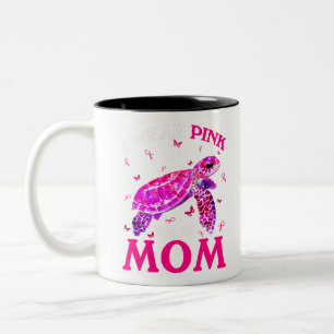 I Wear Pink For My Mum Breast Cancer Turtle Two-Tone Coffee Mug