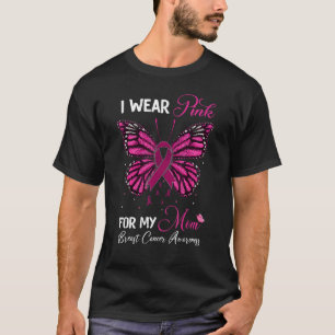 I Wear Pink For My Mum Butterfly Family Love Warri T-Shirt
