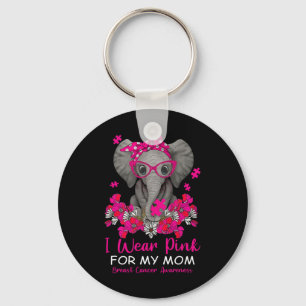 I Wear Pink For My Mum Elephant Breast Cancer Awar Key Ring