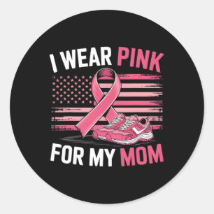 I Wear Pink For My Mum Sneakers Usa Flag Kids Mens Classic Round Sticker