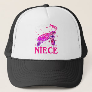 I Wear Pink For My Niece Breast Cancer Turtle Trucker Hat