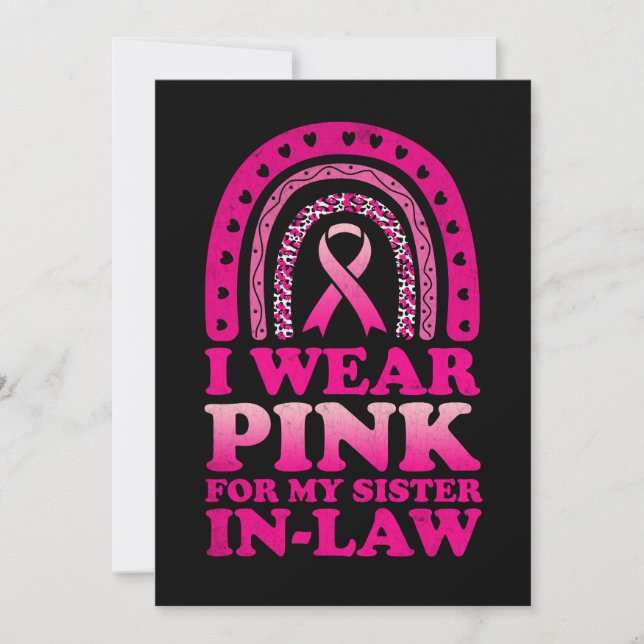 I Wear Pink For My Sister In-Law Breast Cancer  Invitation (Front)