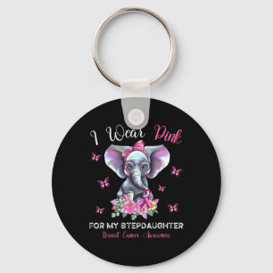 I Wear Pink For My Stepdaughter Breast Cancer Awar Key Ring