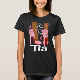 I Wear Pink For My Tia Aunt Ribbon Melanin Black Q T-Shirt