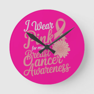 I Wear Pink for Myself – Breast Cancer Awareness Round Clock