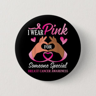 I Wear Pink Gnome Breast Cancer Awareness 6 Cm Round Badge