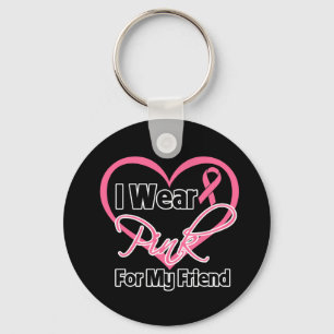 I Wear Pink Heart Ribbon Friend Breast Cancer Key Ring