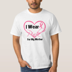 I Wear Pink Heart Ribbon Mother Breast Cancer T-Shirt