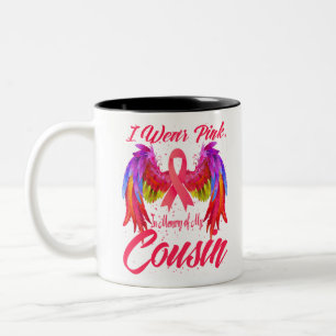 I Wear Pink In Memory Of My Cousin Breast Cancer Two-Tone Coffee Mug