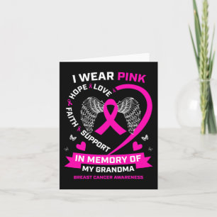I Wear Pink In Memory Of My Grandma Breast Cancer  Card