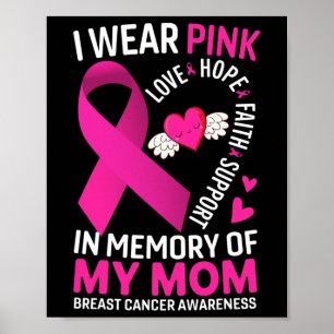 I Wear Pink In Memory Of My Mom Breast Cancer Awar Poster