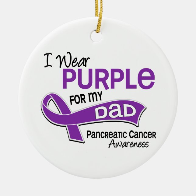 I Wear Purple 42 Dad Pancreatic Cancer Ceramic Ornament (Front)