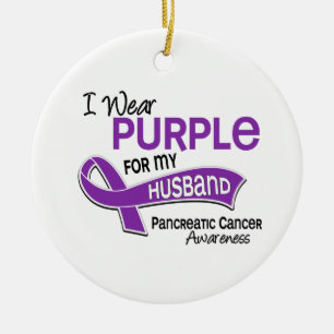 I Wear Purple 42 Husband Pancreatic Cancer Ceramic Tree Decoration