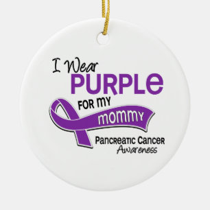 I Wear Purple 42 Mummy Pancreatic Cancer Ceramic Ornament