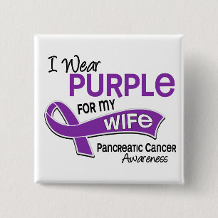 I Wear Purple 42 Wife Pancreatic Cancer 15 Cm Square Badge