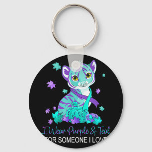 I Wear Purple & Teal For Someone I Love Suicid Key Ring