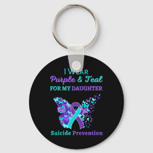 I Wear Purple and Teal for My Daughter Suicide Pre Key Ring