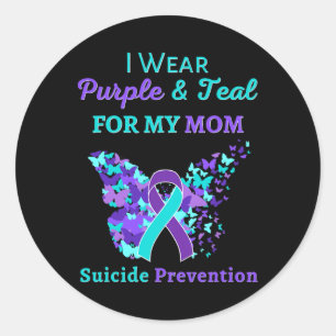 I Wear Purple And Teal For My Mum Suicide Preventi Classic Round Sticker