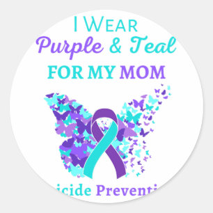 I Wear Purple And Teal For My Mum Suicide Preventi Classic Round Sticker