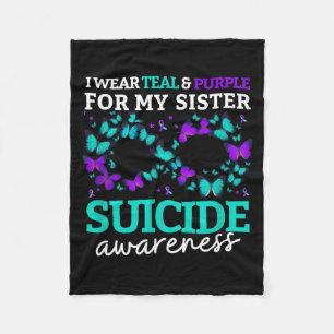 I Wear Purple And Teal For My Sister Prevention Fleece Blanket