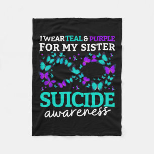 I Wear Purple And Teal For My Sister Prevention Fleece Blanket