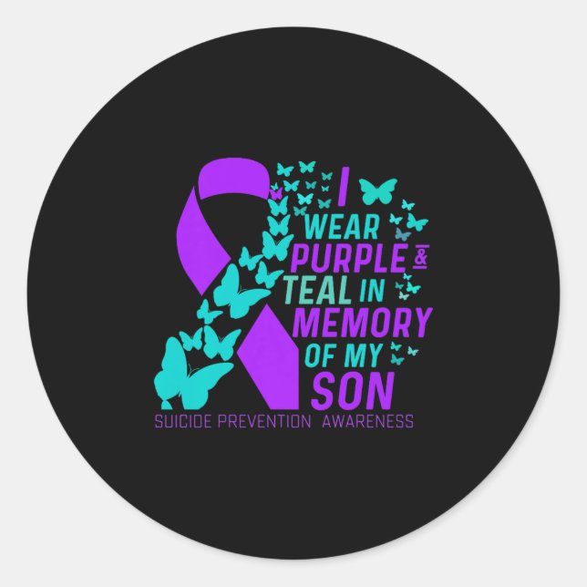 I Wear Purple And Teal For My Son Suicide Preventi Classic Round Sticker (Front)