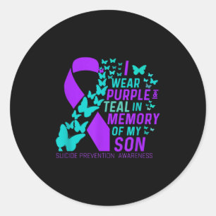 I Wear Purple And Teal For My Son Suicide Preventi Classic Round Sticker