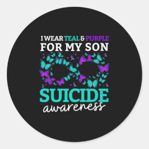 I Wear Purple And Teal For My Son Suicide Preventi Classic Round Sticker