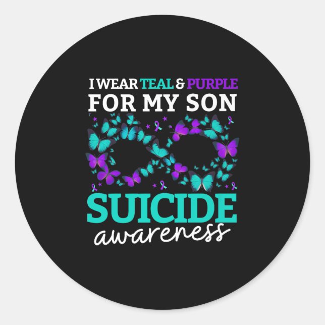 I Wear Purple And Teal For My Son Suicide Preventi Classic Round Sticker (Front)