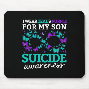 I Wear Purple And Teal For My Son Suicide Preventi Mouse Pad