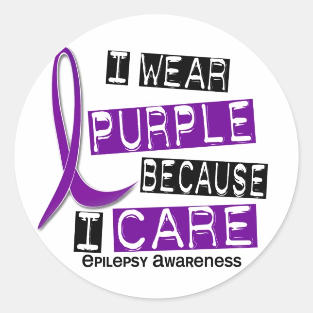 I Wear Purple Because I Care 37 Epilepsy Classic Round Sticker (Front)