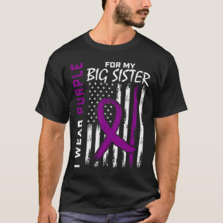 I Wear Purple Big Sister Pancreatic Cancer Awarene T-Shirt