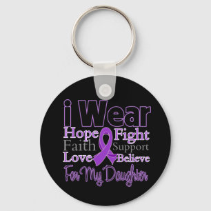 I Wear Purple Collage Daughter - Pancreatic Cancer Key Ring