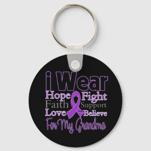 I Wear Purple Collage Grandma - Pancreatic Cancer Key Ring