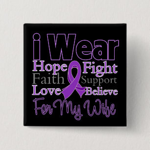 I Wear Purple Collage Wife - Pancreatic Cancer 15 Cm Square Badge