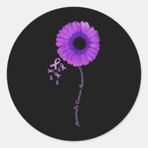 I Wear Purple Flower Pancreatic Cancer Awareness R Classic Round Sticker