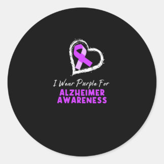 I Wear Purple For Alzheimer Awareness Classic Round Sticker