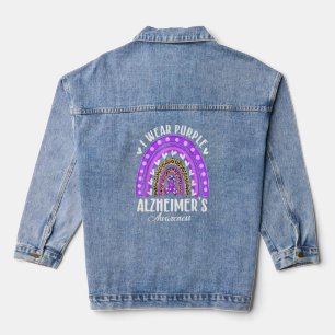 I Wear Purple for Alzheimer's Awareness Heart Rain Denim Jacket