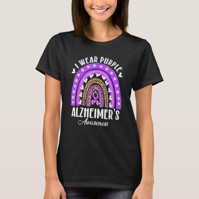 I Wear Purple for Alzheimer's Awareness Heart Rain T-Shirt (Front)