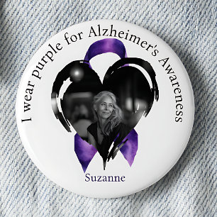 I Wear Purple for Alzheimer's Awareness Photo 6 Cm Round Badge