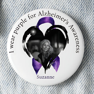 I Wear Purple for Alzheimer's Awareness Photo 6 Cm Round Badge